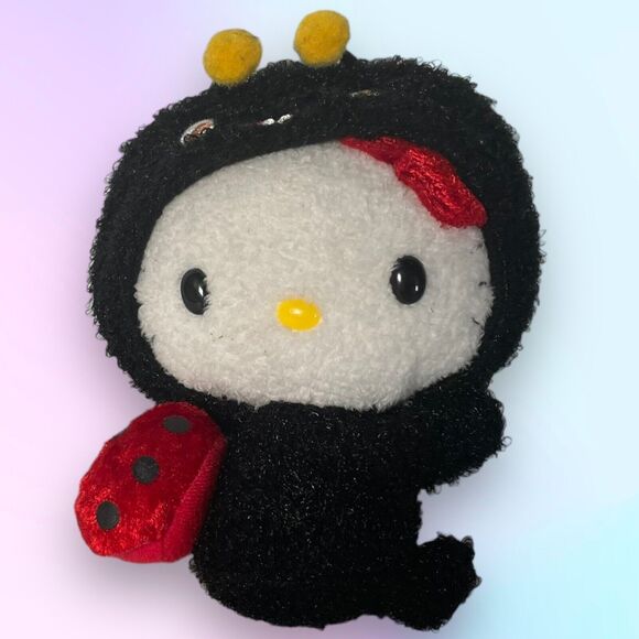 2006 Sanrio Hello Kitty 5" Ladybug Clip Grabber Mascot Plush Toy Partner - Picture 3 of 10